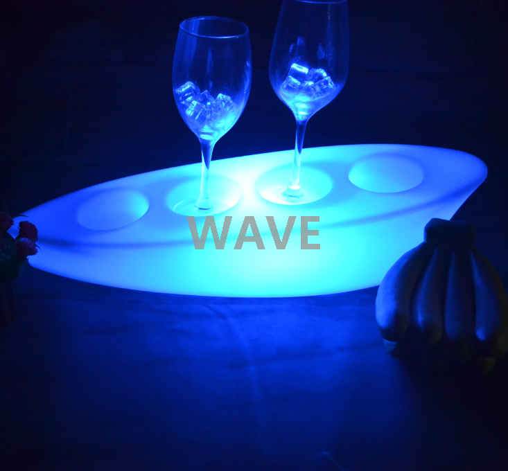 Boat shape led wine glass holder with led lights