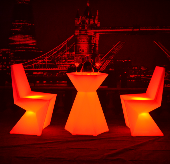 Modern furniture led cocktail table and chair set 